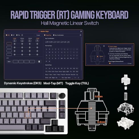 CIDOO C75 لوحة مفاتيح ميكانيكية سريعة التشغيل بنسبة 75%، لوحة مفاتيح من الألومنيوم مع بطانة من 4 طبقات، لوحة مفاتيح سلكية للألعاب مع ضغطات مفاتيح ديناميكية، مفتاح مغناطيسي Gateron، RGB لنظام Win/Mac (أسود) in Kuwait