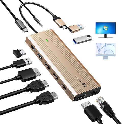 Displaylink Dock,Displaylink Docking Station Dual Monitor,10Gbps USB C Docking Station for MacBook M1/M2/M3/Windows,Laptop Docking Station with 2 HDMI 4K,2 PD 4K, Ethernet,USB 3.2,Mic/Audio,100W PD in Saudi Arabia