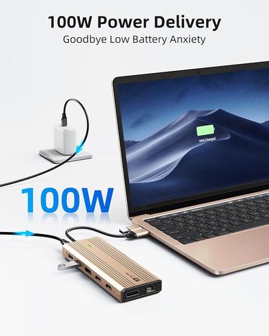 Displaylink Dock,Displaylink Docking Station Dual Monitor,10Gbps USB C Docking Station for MacBook M1/M2/M3/Windows,Laptop Docking Station with 2 HDMI 4K,2 PD 4K, Ethernet,USB 3.2,Mic/Audio,100W PD in Saudi Arabia
