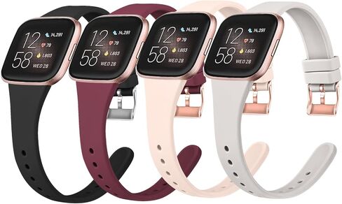 Tobfit Slim Sport Watch Bands Compatible with Fitbit Versa 2 Bands for Women Men, Silicone Replacement Wristbands Straps Compatible for Fitbit Versa 2 / Fitbit Versa/Versa Lite/Versa SE, 3 Pack in Kuwait