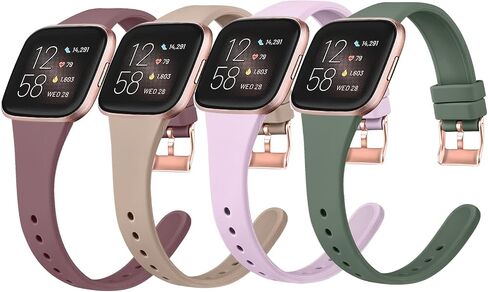 Tobfit Slim Sport Watch Bands Compatible with Fitbit Versa 2 Bands for Women Men, Silicone Replacement Wristbands Straps Compatible for Fitbit Versa 2 / Fitbit Versa/Versa Lite/Versa SE, 3 Pack in Kuwait