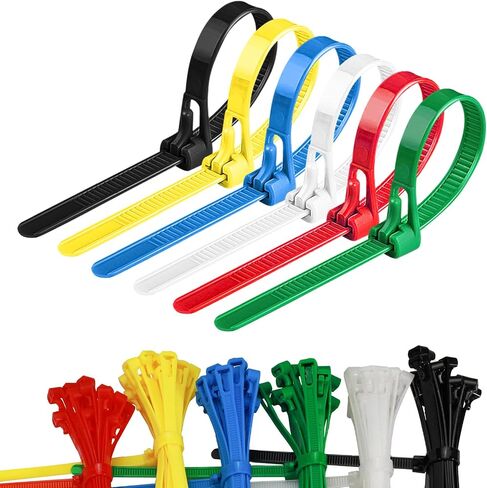 Reusable Zip Ties 8 Inch, 120pcs Colored Zip Tie Heavy Duty Outdoor Small Cable Ties, Releasable Tie Wraps, Wire Ties Removable for Cord Management (8 Inch) in Saudi Arabia