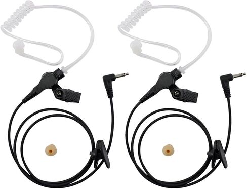 abcGoodefg 3.5 ملم جهاز استقبال/استماع فقط سماعات الأذن، سماعات المراقبة مع أنبوب صوتي لأجهزة الإرسال والاستقبال الراديوية ثنائية الاتجاه وميكروفون مكبر الصوت، 5 عبوات in Kuwait