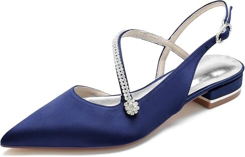 Women's Pointed Toe Beaded Satin Wedding Flats for Bride Comfortable White Bridal Shoes with Ankle Strap Prom Party Shoes Pumps in Saudi Arabia