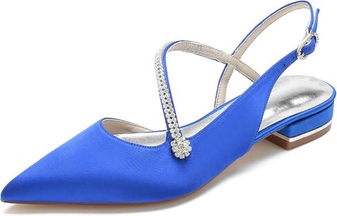 Women's Pointed Toe Beaded Satin Wedding Flats for Bride Comfortable White Bridal Shoes with Ankle Strap Prom Party Shoes Pumps in Saudi Arabia