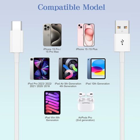 Car CarPlay Charger for iPhone 15/15 Pro Max/15 Plus, USB A to USB C Cable for Apple Carplay/iPad 10th Gen/Pro/Air 5th 4th/Mini 6th Gen, iPhone Car Charger Cord 3FT in Saudi Arabia