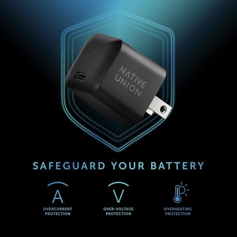 Native Union Fast GaN Charger PD 30W – Ultra-Compact Power Delivery Enabled USB-C Charger – Made of Recycled Materials – for MacBook Air, iPads, iPhones, Pixel, Galaxy & Other Type-C Devices (Black) in Saudi Arabia