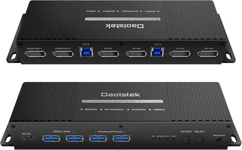 مفتاح kvm 2 شاشات 2 أجهزة كمبيوتر منفذ عرض 4K 165 هرتز مفتاح التشغيل السريع منفذ عرض مفتاح kvm شاشة مزدوجة 1440P 144 هرتز 165 هرتز 240 هرتز شاشة مزدوجة مفتاح kvm منفذ عرض 2.0 FreeSync G-SYNC Daoistek in Kuwait