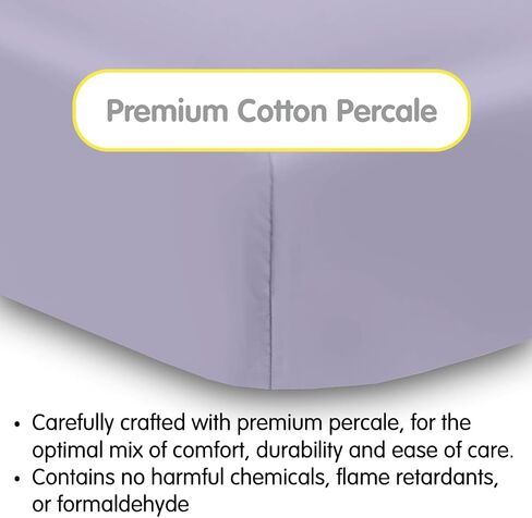 BreathableBaby Cotton Percale Fitted Sheet, for 52" x 28"/132 x 71 cm Crib & Toddler Bed Mattress, Blue (2-Pack) in Saudi Arabia