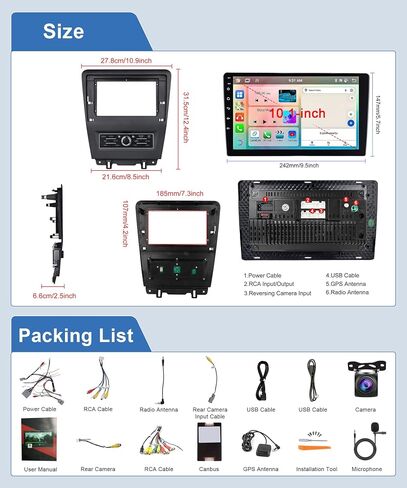 2G+64G Android Car Stereo for Ford mustang 2010-2014,Wireless Carplay Android Auto Car Radio,10'' Touch Screen Head Unit with GPS Navigation WIFI Bluetooth Mirror Link FM RDS Backup Camera SWC in Saudi Arabia