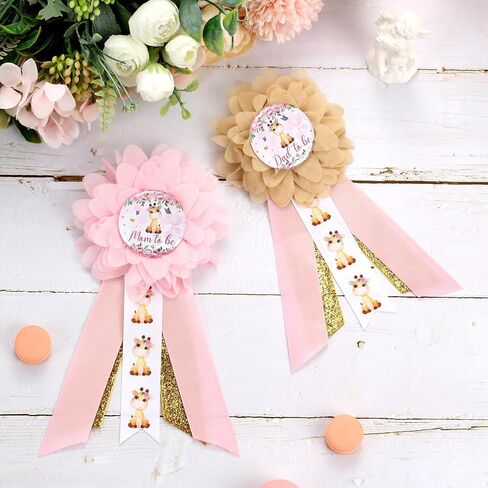 JOYMEMO Pink Giraffe Theme Baby Shower Maternity Sash Kit, Giraffe Baby Shower Belly Belt and Mom to Be & Dad to Be Corsage Pins, Pregnancy New Parents Photo Props Party Supplies in Saudi Arabia