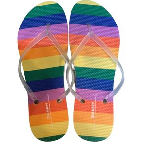 Old Navy Women Beach Summer Casual Flip Flop Sandals (8 Rainbow Stripe)