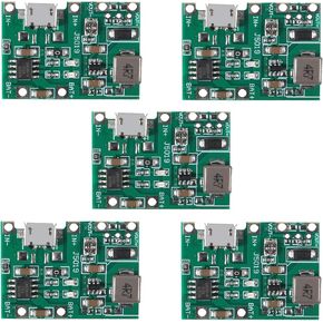 5PCS 3.7V 4.2V Lithium Liion Battery Charger Board Adjustable DC-DC Step Up Module Boost Charge Discharge Integrated Module TP4056 DIY Kit Parts