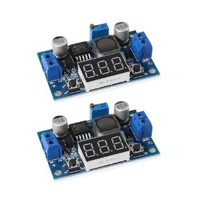 2pcs LM2596 Adjustable Voltage Regulator 4.0-40V to 1.25-37V DC 36V to 24V to 12V to 5V Variable Volt Power Supply Car Motor Buck Step Down Converter with Red Voltmeter Display