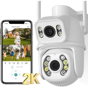 Pan Tilt Outdoor Security Camera, 1080P Home WiFi IP Camera, Pan Tilt Dome Surveillance Cam, Two Way Audio Motion Detection Clear Night Vision Onvif Waterproof CCTV Camera Support Max 128G SD