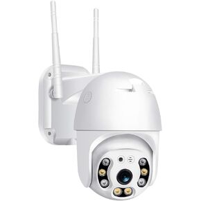 كاميرا مراقبة خارجية بدقة 2 ميجابكسل، كاميرات PTZ WiFi خارجية لأمن المنزل مع تتبع تلقائي، اكتشاف الإنسان، رؤية ليلية ملونة 30 مترًا، صوت ثنائي الاتجاه، IP66 (قطعتان)