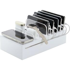 حامل محطة شحن أكريليك من SANRUI لهواتف iPhone، وساعة Apple، وAirPods، وiPad، ومنظم أجهزة متعددة، وتنظيم إلكترونيات سطح المكتب، وتنظيم مكتب متعدد الوظائف، أبيض in Kuwait