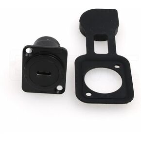 Eonvic USB Type C 3.1 Panel Mount Coupler Thread Fixed USB Connector Female to Female, Anti-Loosening Seal Dustproof Cover for Dashboard (Black Round USB Type C, 1 Pack)