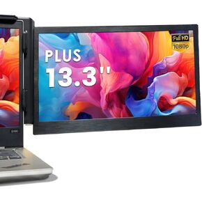 Teamgee P1 Plus Laptop Screen Extender 13.3" FHD 1080P IPS Display，Dual USB & HDMI Portable Monitor, Plug-and-Play Compatible with Mac/Windows/Android, Fits 13-17" Laptops