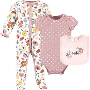 Hudson Baby Unisex BabyCotton Sleep and Play, Bodysuit and Bandana Bib Set