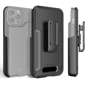 Alpatronix Holster with Belt Clip and Stand for Alpatronix iPhone 15Plus/15Pro Max/14Pro Max/13Pro Max/12Pro Max Battery Case(Battery Case Not Included),180-degree Rotating with 1 Card Wallet - Black