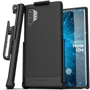 Encased Galaxy Note 10 Plus Belt Clip Case (Thin Armor) Slim Grip Cover with Holster (Samsung Note 10+) Black