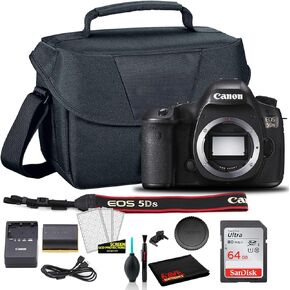Canon EOS 5DS DSLR Camera (Body Only) (0581C002) + EOS Bag + Sandisk Ultra 64GB Card + Cleaning Set and More (International Model) (Renewed)