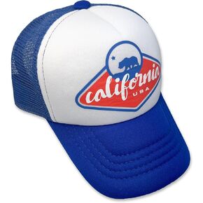 California Bear Local Badge Blue Adjustable Snapback Trucker Hat - Beach Baseball Cap for Infants, Toddlers & Youths