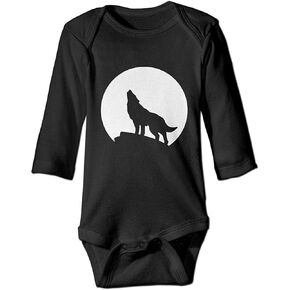 Howling Wolf Moon Infant Onesie Baby Boy Girl Long Sleeve Playsuit Outfits