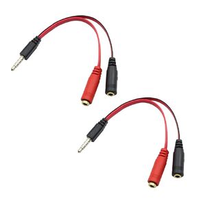QIANREON Headphone Mic Splitter 3.5mm TRSS 2 Female to 1 Male Headphone Microphone Splitter 1/8 TRRS Audio Y Splitters Adapter Cable for Phone, Laptop,Pad,Gaming Headset, 2 PCS