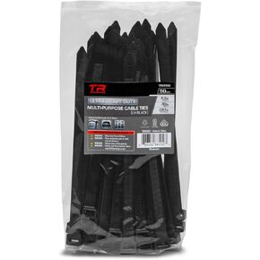 TR Industrial 8.9" Multi-Purpose Cable Tie, 100-Piece, 250lbs Load Capacity, Black