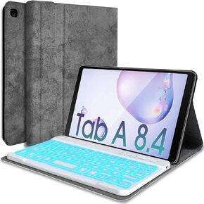 Galaxy Tab A 8.0 2019 Keyboard Case[Backlit,SM-T290,SM-T295], 7 Color Light Detachable Wireless Keyboard with PU Folio Stand Cover for Samsung Tab A 8.0 inch 2019 SM-T290/T295, Pink