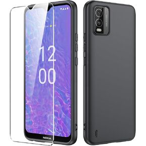 Dioxide Compatible for Nokia C300 4G Phone Case with Screen Protector, Soft TPU Silicone Case Shockproof Non-Slip Camera Protective Case Slim Cover for Nokia C300 4G Phone Case, Black in Saudi Arabia
