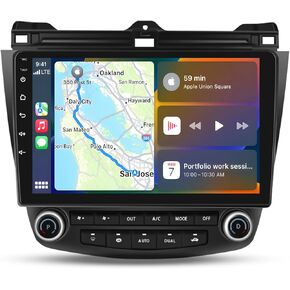 Hikity for Honda Accord 2003-2007 Android 13 Car Stereo with Carplay Android Auto 10.1 inch Touchscreen Android Radio GPS Navigation AHD Rear Camera Bluetooth FM RDS DSP WiFi SWC RCA