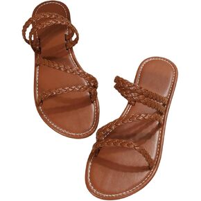 Verdusa Women's Cross Cross Straps Gladiator Sandals Strappy Slip On Summer Beach Slides