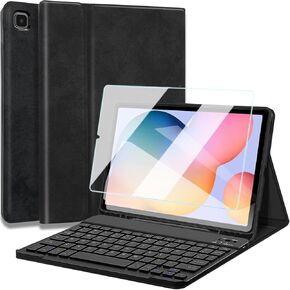 Keyboard Case with Screen Protector for Samsung Galaxy Tab S6 Lite 10.4 2024/2022/2020, Detachable Wireless Bluetooth Keyboard with Slim Cover