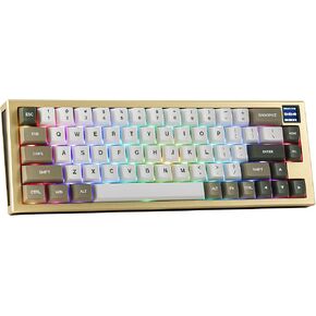 لوحة مفاتيح الألعاب اللاسلكية EPOMAKER MS68 مع شاشة 0.85 بوصة، لوحة مفاتيح ميكانيكية من سبائك الألومنيوم CNC، بلوتوث 5.0/2.4 جيجا هرتز/لوحة مفاتيح سلكية مخصصة قابلة للتبديل السريع (أسود، مفتاح خطي ويستريا) in Saudi Arabia
