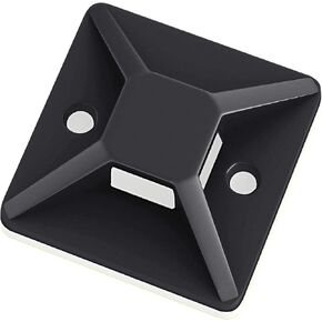 FIXSON Zip Tie Mount Square Adhesive Cable Ties for Wire Clips Cable Management (pack of 100) (25x25mm, Black)