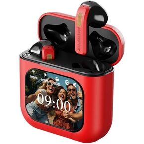 Premier Bluetooth Smart Touch Headset, Customizable Screen Saver, MP3 Player, Control Social Media, Calls, and Messeging Display. Advanced V5.3 Technologies (Red)