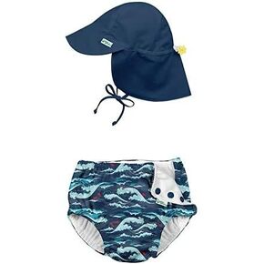 i play. by green sprouts Snap Reusable Swimsuit Diaper and Flap Sun Protection Hat