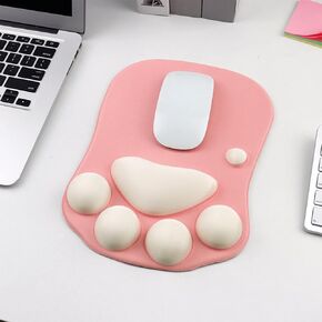 Cute Cat Paw Mouse Pad, Precision Mutispandex Surface, Soft Silicone Filling, Non-Slip PU Base, 270 x 195mm / 10.6 × 7.7 in (Pink)