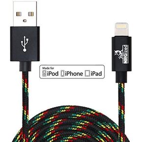 كابل USB NRGPower Premium بطول 3 أقدام من النايلون مع موصل Lightning [معتمد من Apple MFi] لهواتف iPhone 6s Plus / 6 Plus وiPad Pro وAir 2 والمزيد (شريط أزرق)