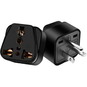 (2pack) NEMA 6-20P Plug Adapter,American US NEMA 6-20P Electrical Plug Adapter,US 3 pin Plug to Universal 3 Holes Socket Power Converter for NEMA 5-15P/5-20R/6-15P/6-20P/ EU/AU/US/UK (Black)
