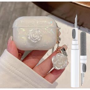 حافظة Olytop for Cute Glitter Airpods Pro/Pro 2 Gen مع قلم منظف، غطاء حماية من الجيل الثاني/الأول لجهاز iPod Pro الجيل الثاني/الأول مع سلسلة مفاتيح على شكل زهرة 2023/2022/2019 - كاميليا ملونة in Kuwait