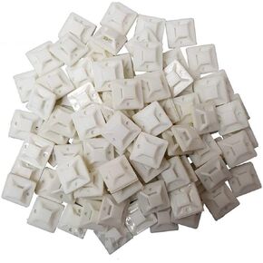 1.1" Cable Tie Mounts Self ADHESIVE Clips Base - 100 Pack - 30x30(mm) Premium Grade Strength (100 White Cable Tie Mounts)
