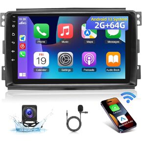 [2G+64G] Car Radio for Mercedes Benz Smart Fortwo 2005 2006 2007 2008 2009 2010, 9 inch Android 13 Touch Screen Fortwo Stereo, Carplay/Android Auto/Bluetooth/WiFi + AHD Backup Camera