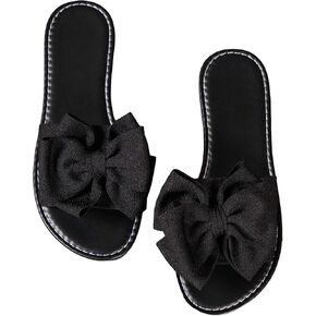 GORGLITTER Women's Bow Sandals Fancy Open Toe Slip On Slide Sandals