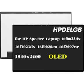 Replacement for HP Spectre x360 2-in-1 Laptop 16-f0023dx 16-f1023dx 16-f0020ca 16-f2097nr OLED 16.0 inch 3840x2400 UHD+ LCD Touch Screen Display Digitizer Assembly (No Bezel)