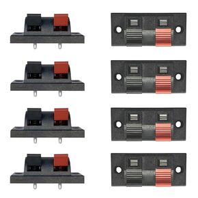 YukiHalu High Current 8A Capacity, 2 Way Stereo Speaker Terminal Connectors Terminal Strip Block Spring Clips Jointing Clamp Test Clip Push Release Connector (Pack of 8)
