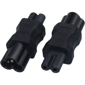 2 Pack IEC320 C6 to C7 AC Power Adapter,Male C6 to Female C7 Power Socket Power Adapter Adapter Plug,PDU Chassis Power Converter IEC 320 C6 to C7 AC Power Adapter for Computer Laptop